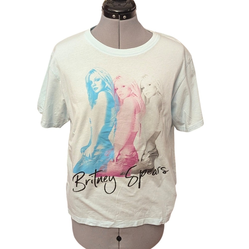 Britney Spears Graphic T-Shirt XS Baby‎ Blue Pop Star Y2K Merch